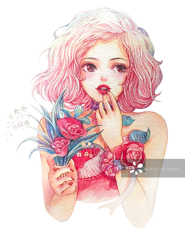 粉色时尚少女图片素材