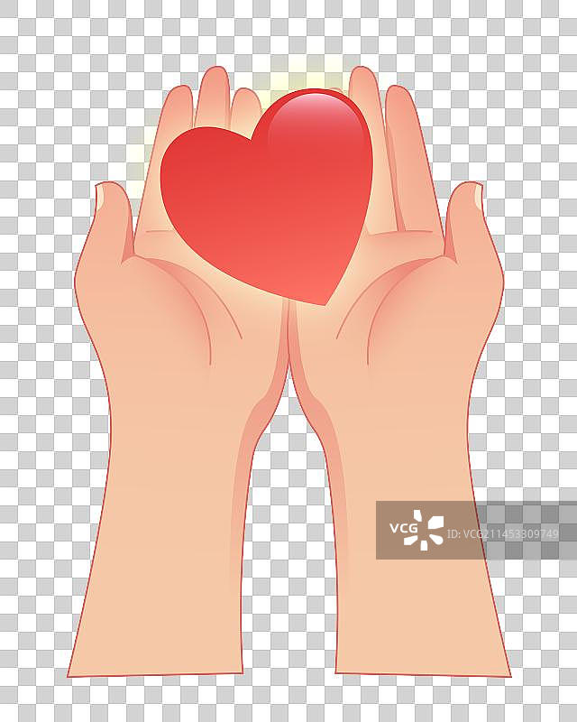 感恩节情人节双手捧着爱心爱心堆矢量元素图片素材