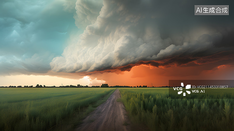 【AI数字艺术】雷暴壮阔风景插画图片素材