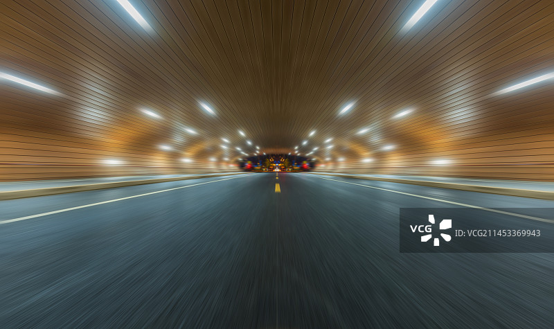 带放射线灯光效果的成都金融城隧道图片素材