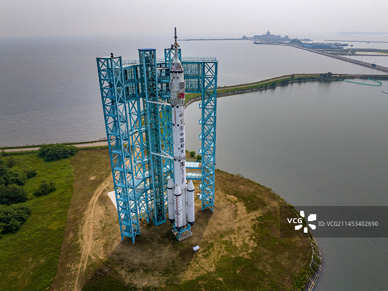 辽宁省大连市普兰店区长征2F火箭遗址航拍视角图片素材