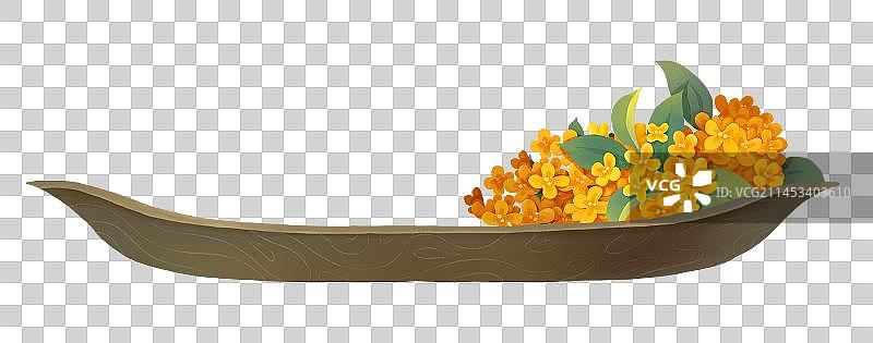 中秋节圆月插画元素盛满桂花的小船图片素材
