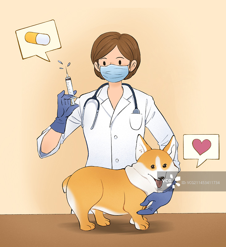 宠物小狗医疗插画图片素材