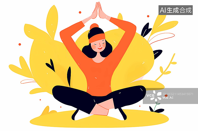 【AI数字艺术】一个女人在做瑜伽插画图片素材