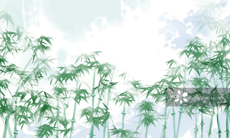 中国传统中国风抽象绿色竹林淡雅水墨画图片素材