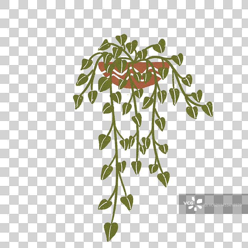 手绘小清新手帐植物盆栽贴纸元素图片素材