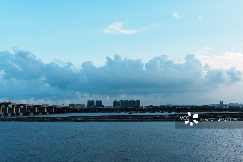 泉州东海湾晋江的日落图片素材