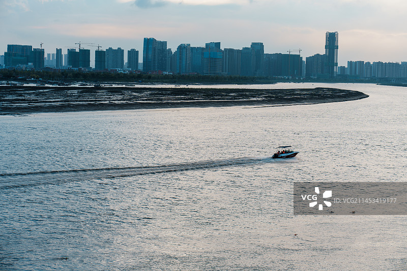 泉州东海湾晋江的日落图片素材
