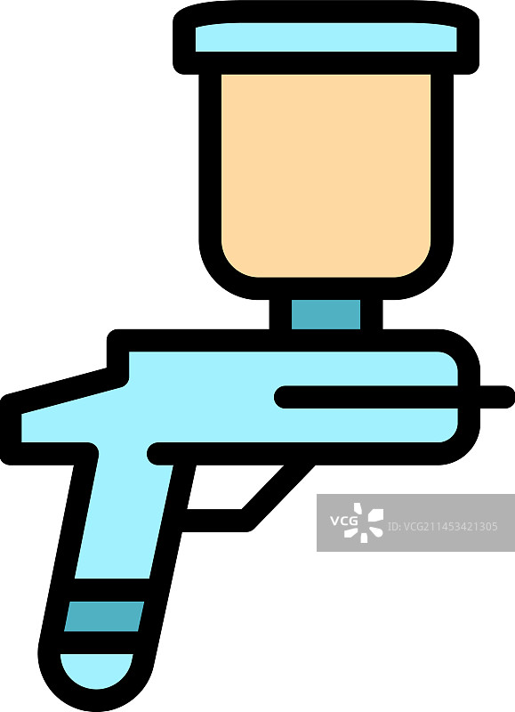 画家喷枪图标扁平风格图片素材