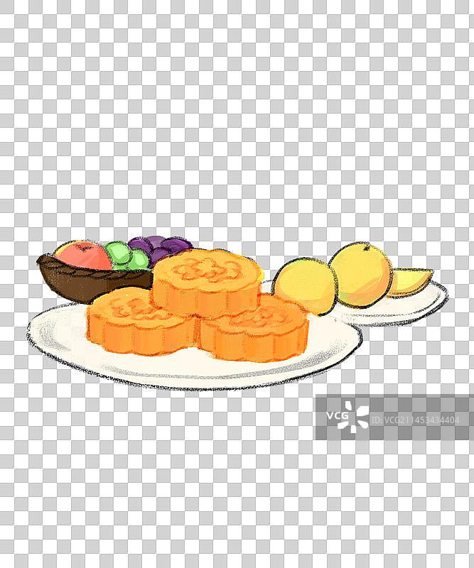 月饼水果插画元素图片素材