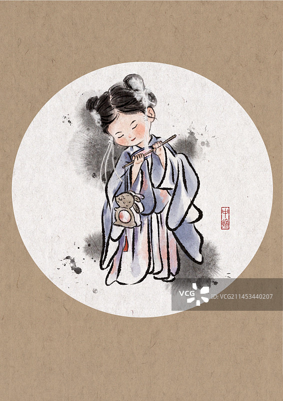 国风水墨Q版人物图片素材