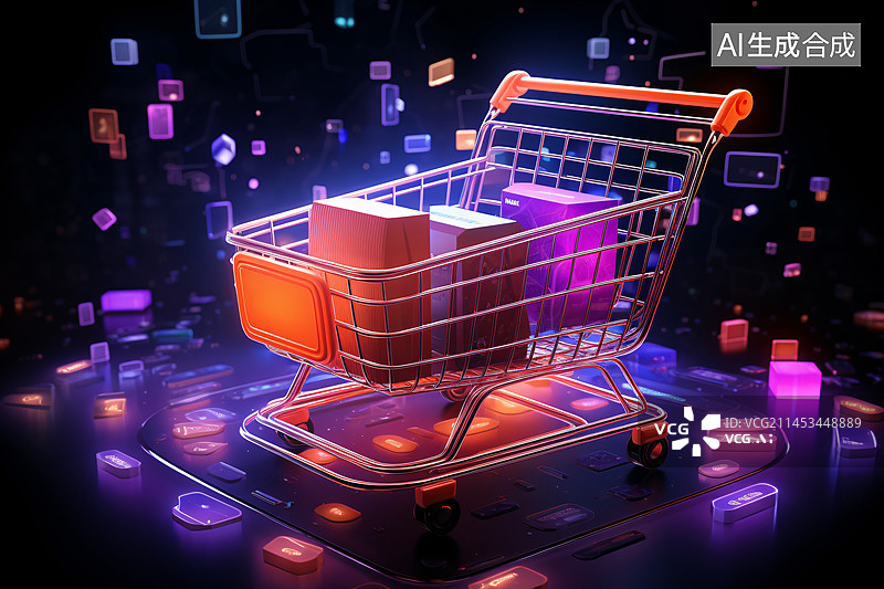 【AI数字艺术】双十一节日购物电子商务网购概念插图图片素材