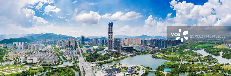 台州温岭，九龙湖城市风光全景图片素材