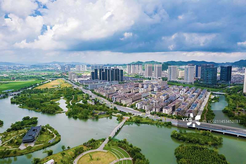 台州温岭，九龙湖城市风光图片素材