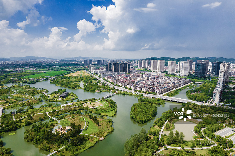 台州温岭，九龙湖城市风光图片素材