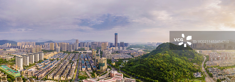 晨光下温岭城市风光全景图片素材
