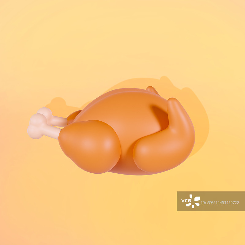 3D立体感恩节烤鸡鸡肉插画图片素材