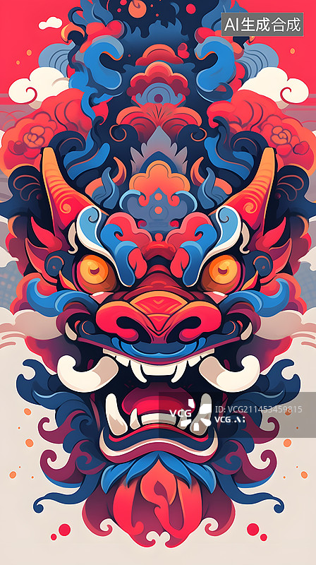 【AI数字艺术】生肖龙剪纸风格插画图片素材