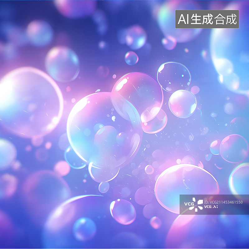 【AI数字艺术】彩色泡泡肥皂泡渐变色梦幻插画图片素材
