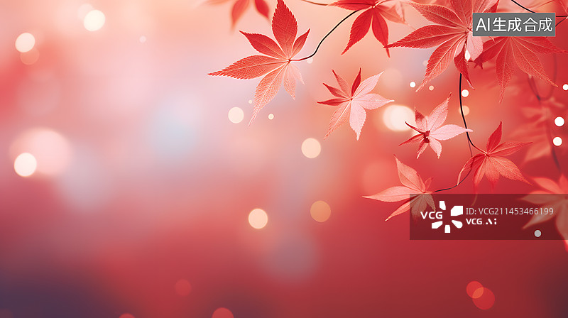 【AI数字艺术】红色枫叶背景图片素材