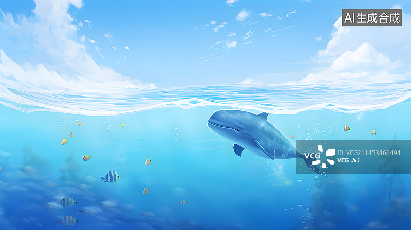 【AI数字艺术】鲸鱼的插画图片素材