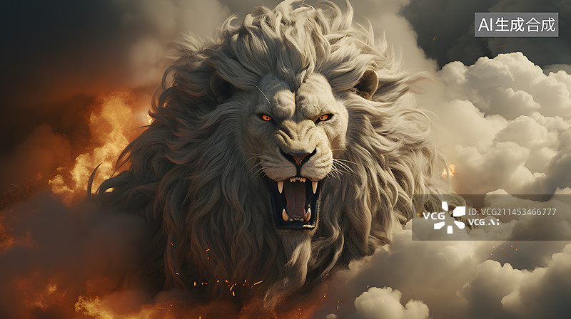 【AI数字艺术】怒吼的狂狮图片素材