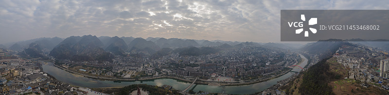 茅台镇全景航拍图片素材