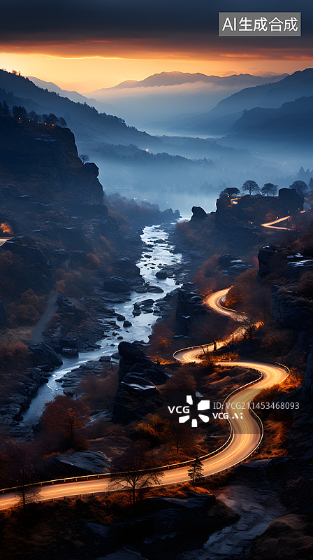 【AI数字艺术】车轨道路公路航拍俯拍图片素材