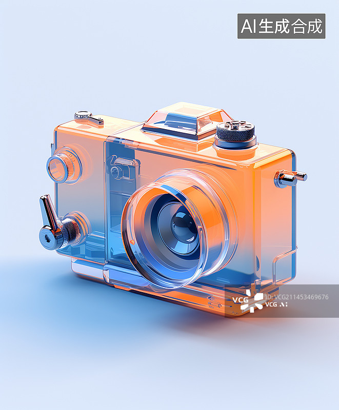 【AI数字艺术】水晶透明3D相机图片素材