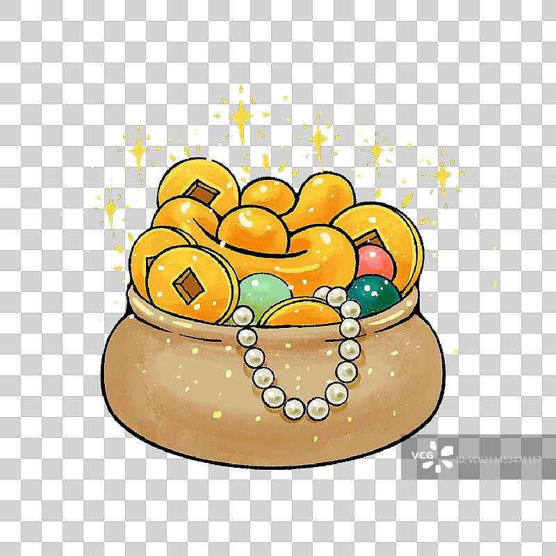 装满金银珠宝的聚宝盆图片素材