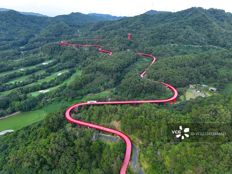 广东省深圳市光明区大顶岭虹桥公园航拍图片素材