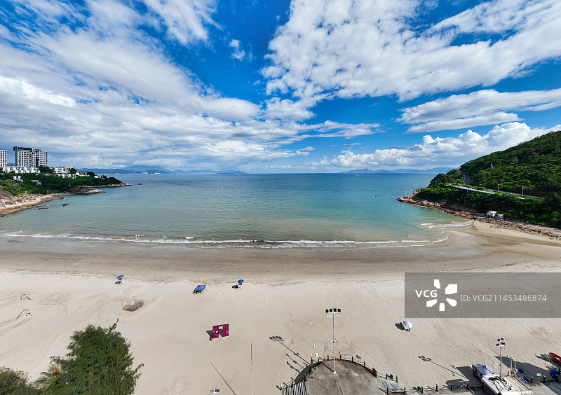 广东省深圳市大鹏新区葵涌街道溪涌度假村航拍图片素材