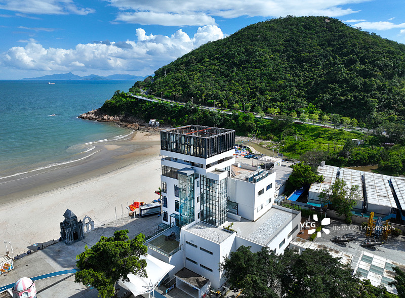 广东省深圳市大鹏新区葵涌街道溪涌度假村航拍图片素材