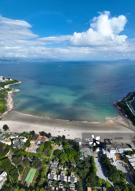 广东省深圳市大鹏新区葵涌街道溪涌度假村航拍图片素材