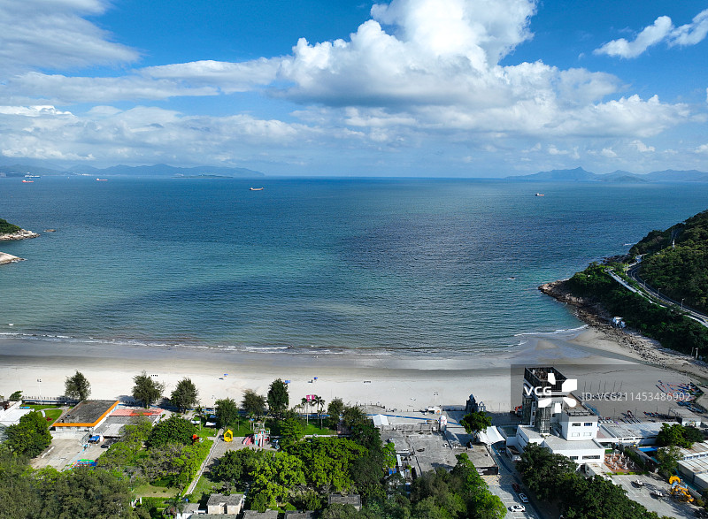 广东省深圳市大鹏新区葵涌街道溪涌度假村航拍图片素材