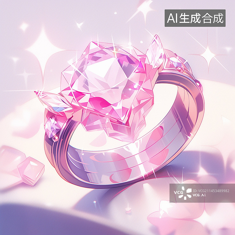 【AI数字艺术】3D钻石戒指元素图案图片素材
