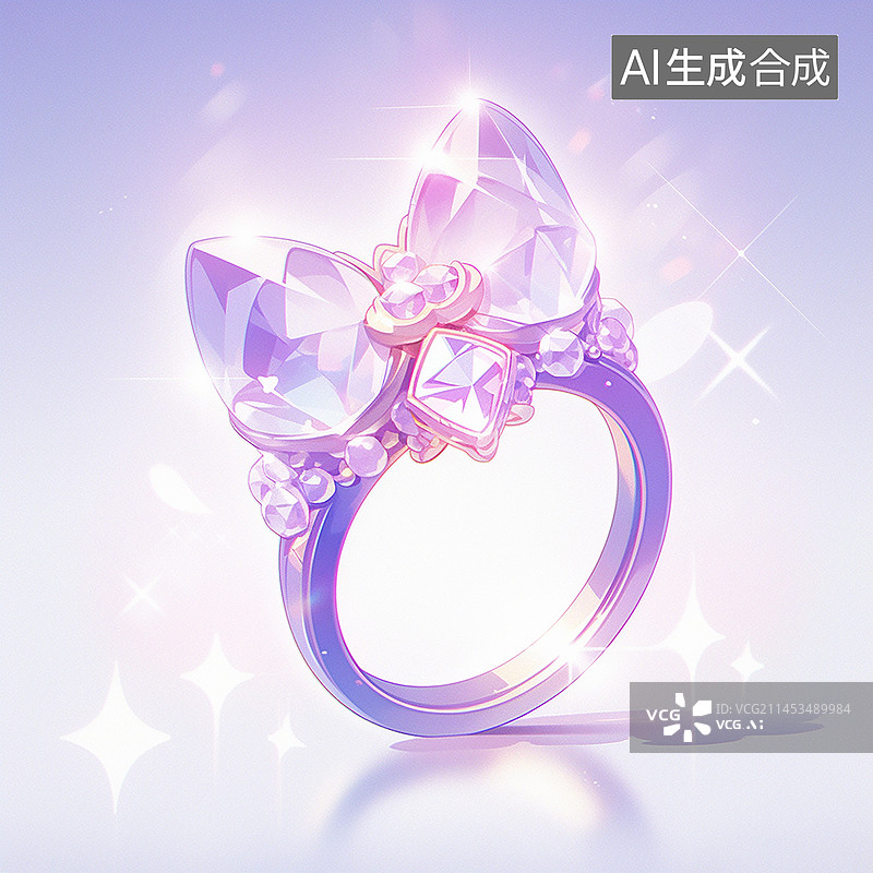 【AI数字艺术】3D钻石戒指元素图案图片素材