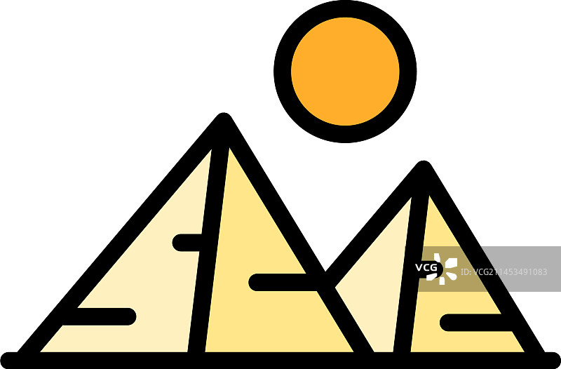 太阳金字塔图标（扁平风格）图片素材