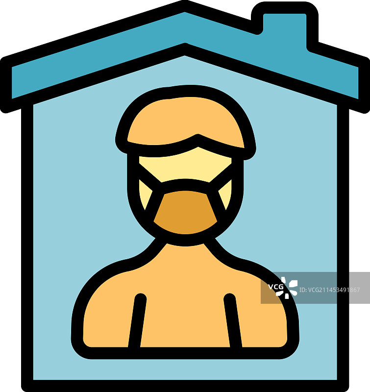 自我隔离口罩图标扁平风格图片素材