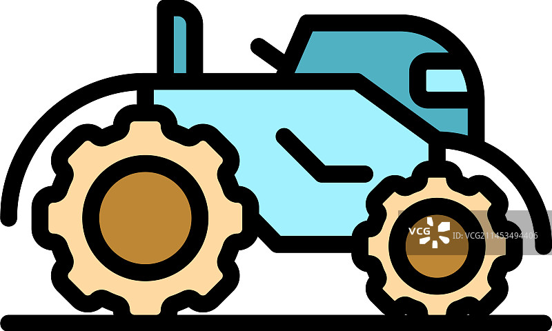 农用钢铁拖拉机扁平图标图片素材