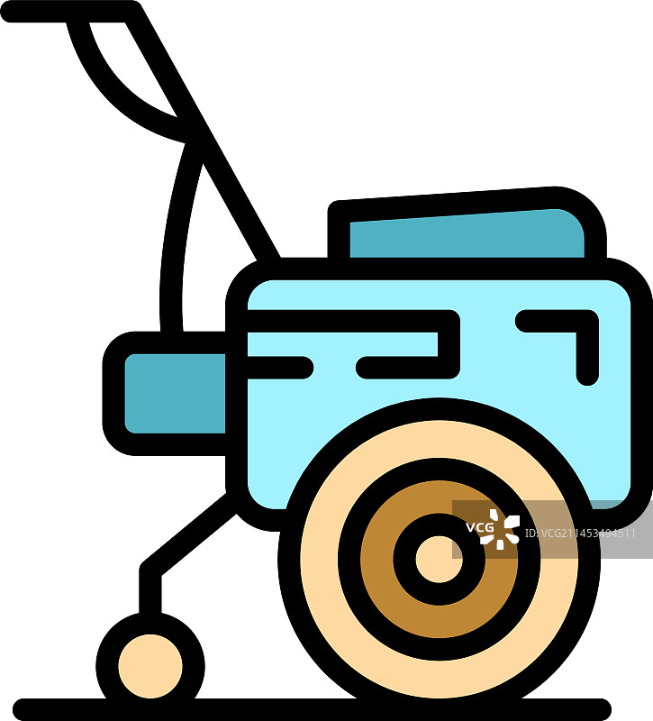 组合耕耘机扁平图标图片素材