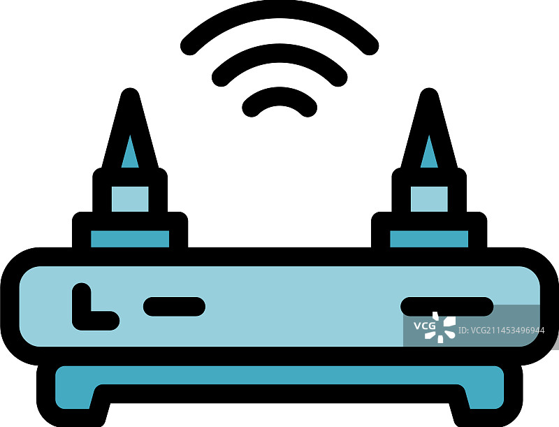 已锁定的Wi-Fi路由器扁平图标图片素材