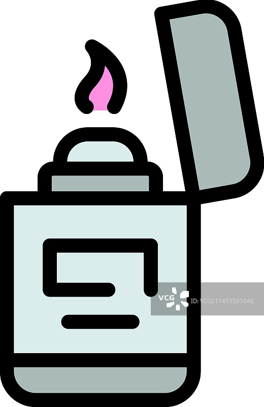 燃烧的雪茄打火机扁平图标图片素材