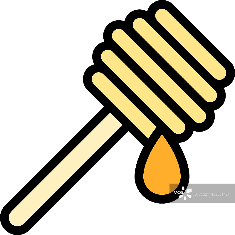 蜂蜜木勺扁平图标图片素材