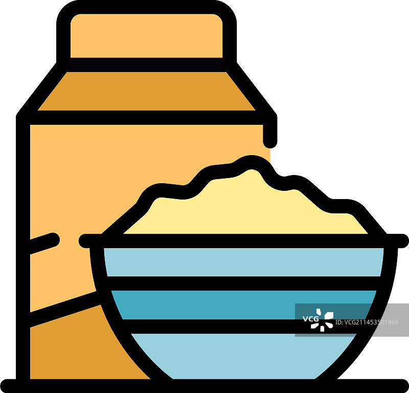 牛奶麦片图标（扁平风格）图片素材