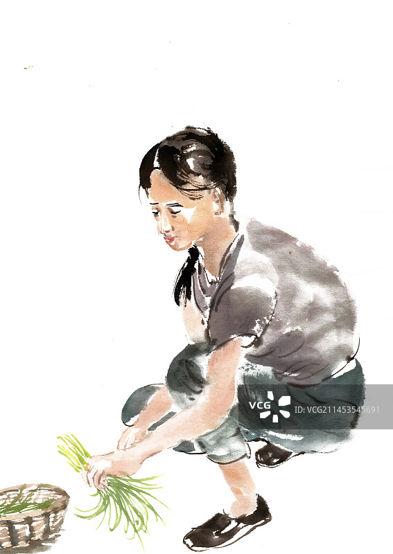 割草的女子图片素材