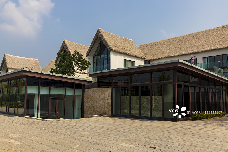 荣成市天鹅湖海草房图片素材