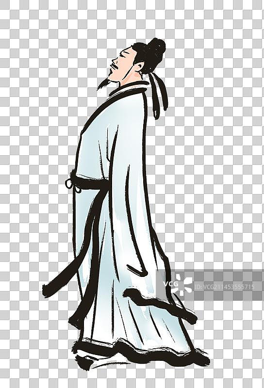 中国传统文化古典诗词古代诗人毛笔画图片素材