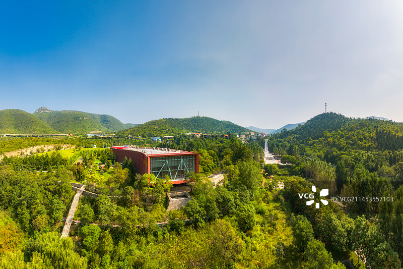 河南省安阳市林州市红旗渠纪念馆夏季航拍图片素材