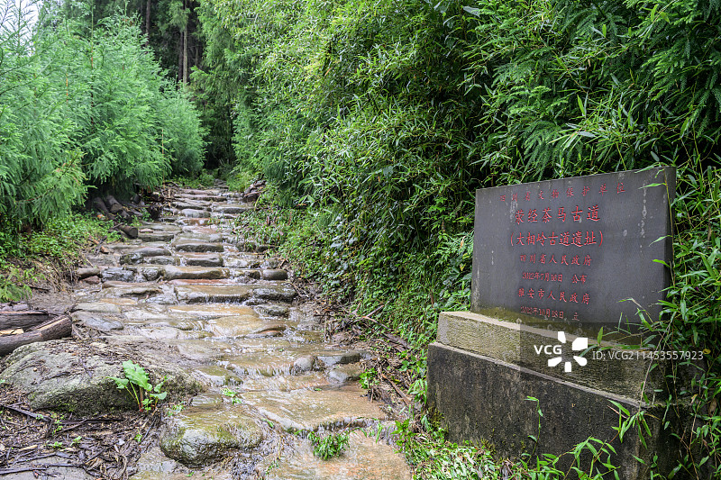 四川省文物保护单位大相岭古道遗址荥经茶马古道原始石板路石头路图片素材